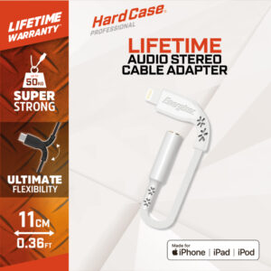 Energizer HardCase - Lightning to 3.5mm jack audio adapter MFi certified 11cm EU (White) - Image 3