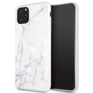 Guess Marble Tempered Glass Hardcase - dėklas skirtas Apple iPhone 11 Pro Max White - Image 1