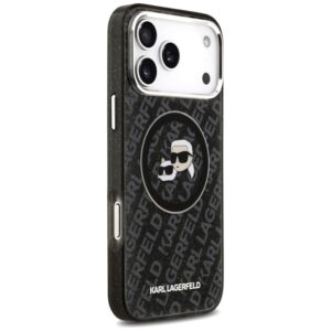 Karl Lagerfeld IML Glitter Karl & Choupette Heads Logo MagSafe - dėklas skirtas Apple iPhone 17 Pro Max black - Image 4