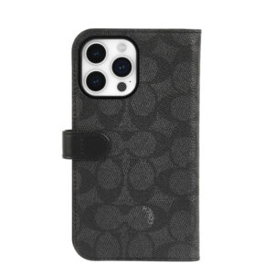 Coach Folio Signature C Case - 2-in-1 Case with Flip Cover Apple iPhone 15 Pro Charcoal - Image 2