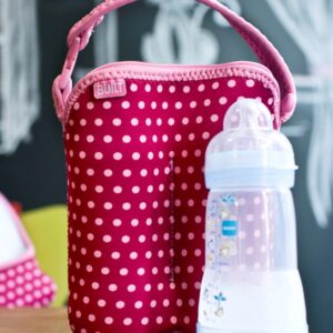 BUILT Bottle Buddy Two Bottle Tote with holder (Baby Pink Mini Dots) - Image 2