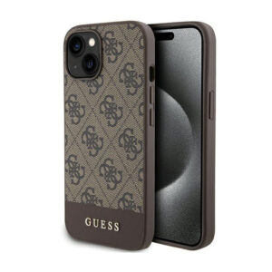 Guess 4G Bottom Stripe Metal Logo Collection - dėklas skirtas Apple iPhone 15 brown - Image 1