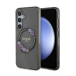 Guess IML Flowers Wreath MagSafe - Case Samsung Galaxy S24 Black - Image 1