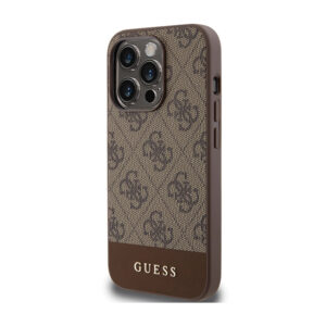 Guess 4G Bottom Stripe Metal Logo Collection - dėklas skirtas Apple iPhone 15 Pro brown - Image 2