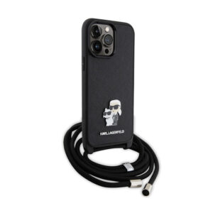 Karl Lagerfeld Crossbody Saffiano Metal Pin Karl & Choupette - Apple iPhone 13 Pro Max Case Black - Image 3