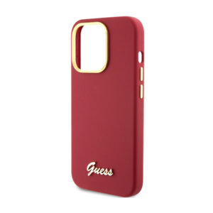 Guess Silicone Script Metal Logo & Frame - Apple iPhone 15 Pro Max Case magenta - Image 6