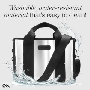 Case-Mate Mini Travel Tote Bag - Waterproof travel shoulder bag (Silver Chrome) - Image 5