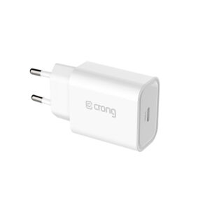 Crong USB-C kelioninis įkroviklis – Wall įkroviklis USB-C Power Delivery 20W baltos spalvos