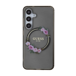 Guess IML Flowers Wreath MagSafe - Case Samsung Galaxy S24 Black - Image 3