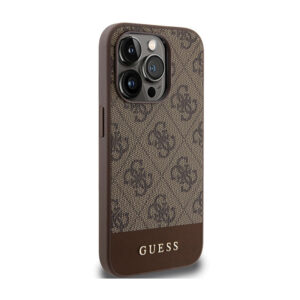 Guess 4G Bottom Stripe Metal Logo Collection - dėklas skirtas Apple iPhone 15 Pro brown - Image 4