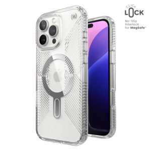 Speck Presidio Perfect-Clear Grip ClickLock & MagSafe - dėklas skirtas Apple iPhone 16 Pro Max Clear / Chrome Finish / Serene Silver - Image 1