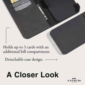 Coach Folio Signature C Case - 2-in-1 Case with Flip Cover Apple iPhone 15 Pro Charcoal - Image 6