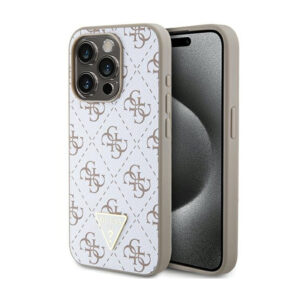 Guess 4G Triangle Metal Logo - dėklas skirtas Apple iPhone 15 Pro Max white - Image 1