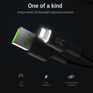 Cable Green Cell Ray USB-A - Lightning White LED 200cm with support for Apple 2.4A fast charging - Image 3