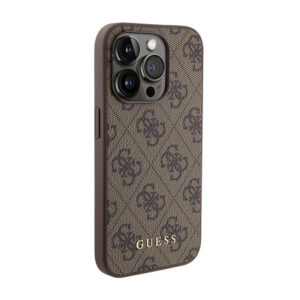 Guess 4G Metal Gold Logo - dėklas skirtas Apple iPhone 15 Pro brown - Image 4