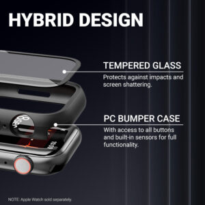 Crong Hybrid Watch Case - dėklas su stiklu skirtas Apple Watch 40mm Clear - Image 2