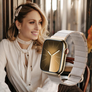 Crong Eclipse – Leather magnetic apyrankė skirta Apple Watch 38/40/41/42 mm beige - Image 5