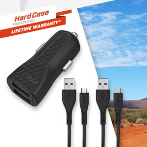 Energizer HardCase - Car charger 2x USB-A 2.4A + USB-C & Micro USB cable (Black) - Image 4