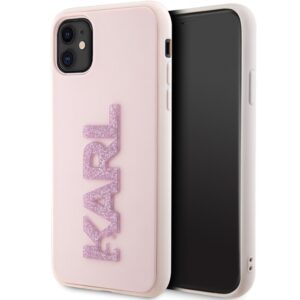 Karl Lagerfeld 3D Rubber Glitter Logo - dėklas skirtas Apple iPhone 11 Pink - Image 1