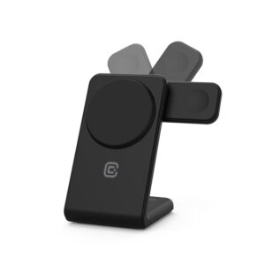 Crong MagSpot Pivot Stand - MagSafe įkroviklis for Apple iPhone, Apple Watch and AirPods Shadow juodos spalvos - Image 6