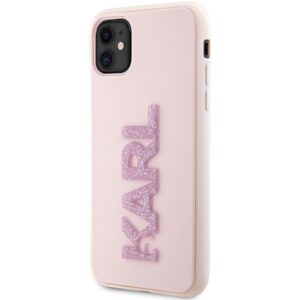 Karl Lagerfeld 3D Rubber Glitter Logo - dėklas skirtas Apple iPhone 11 Pink - Image 2