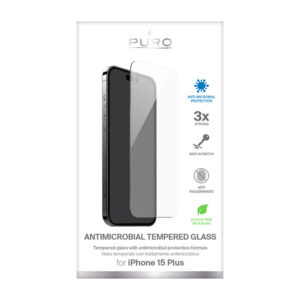 PURO Anti-Bacterial Apsauginis stiklas - Tempered protective glass with antimicrobial protection skirtas Apple iPhone 15 Plus - Image 2