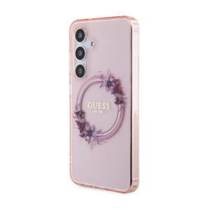 Guess IML Flowers Wreath MagSafe - Case Samsung Galaxy S24 Pink - Image 2