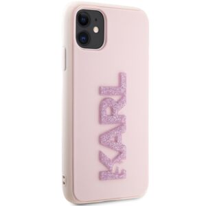 Karl Lagerfeld 3D Rubber Glitter Logo - dėklas skirtas Apple iPhone 11 Pink - Image 4