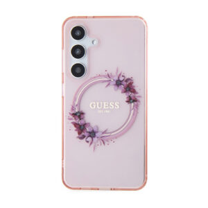 Guess IML Flowers Wreath MagSafe - Case Samsung Galaxy S24 Pink - Image 3