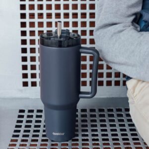 Quokka Stream - Stainless Steel Thermal Mug 1200 ml with Straw (Graphite) - Image 3