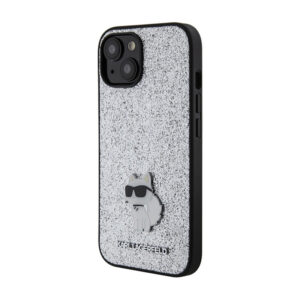 Karl Lagerfeld Fixed Glitter Choupette Logo Metal Pin - dėklas skirtas Apple iPhone 15 / 14 / 13 Silver - Image 2