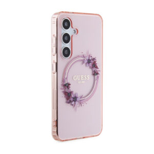 Guess IML Flowers Wreath MagSafe - Case Samsung Galaxy S24 Pink - Image 4