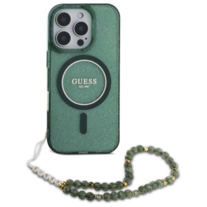 Guess IML Glitter With Pearl Strap MagSafe - dėklas skirtas Apple iPhone 16 Pro Max Green - Image 2