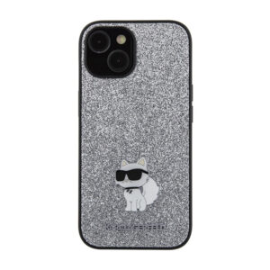 Karl Lagerfeld Fixed Glitter Choupette Logo Metal Pin - dėklas skirtas Apple iPhone 15 / 14 / 13 Silver - Image 3