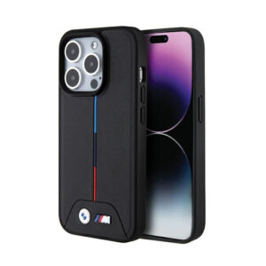 BMW Quilted Tricolor MagSafe - dėklas skirtas Apple iPhone 15 Pro Max Black - Image 1