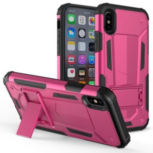Zizo Hybrid Transformer Cover - Tough dėklas skirtas Apple iPhone X with Kickstand Hot Pink/Black - Image 1