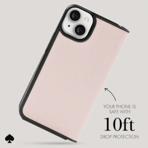 Kate Spade New York Wrap Folio Case - Leather flip case for Apple iPhone 15 Pale Vellum - Image 5