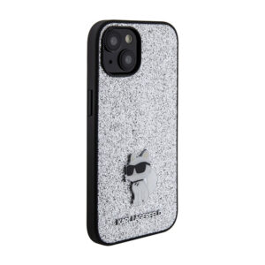 Karl Lagerfeld Fixed Glitter Choupette Logo Metal Pin - dėklas skirtas Apple iPhone 15 / 14 / 13 Silver - Image 4
