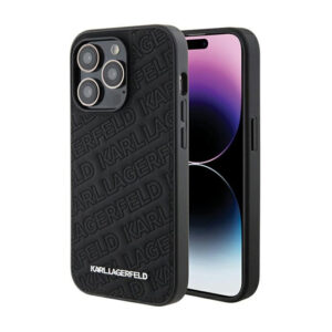 Karl Lagerfeld Quilted K Pattern - Apple iPhone 15 Pro Max Case Black - Image 1