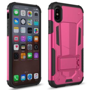 Zizo Hybrid Transformer Cover - Tough dėklas skirtas Apple iPhone X with Kickstand Hot Pink/Black - Image 2