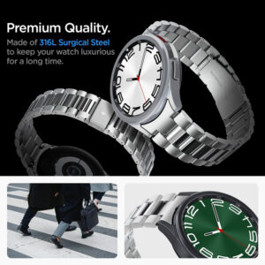 Spigen Modern Fit Band - Bracelet for Samsung Galaxy Watch 6 Classic 47 mm (Silver) - Image 3