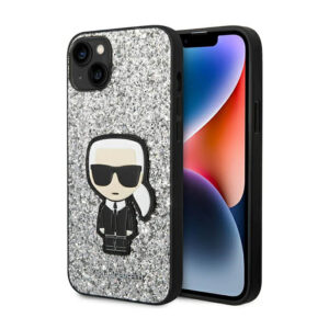 Karl Lagerfeld Glitter Flakes Ikonik - dėklas skirtas Apple iPhone 14 Silver - Image 1