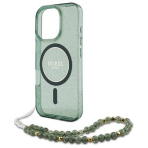 Guess IML Glitter With Pearl Strap MagSafe - dėklas skirtas Apple iPhone 16 Pro Max Green - Image 5
