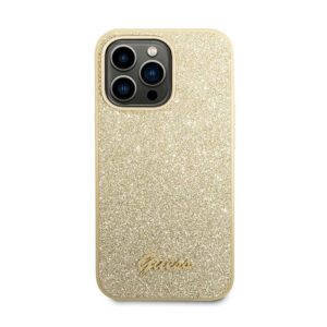 Guess Glitter Flakes Metal Logo Case - dėklas skirtas Apple iPhone 14 Pro Max Gold - Image 3