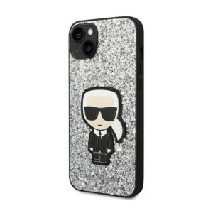 Karl Lagerfeld Glitter Flakes Ikonik - dėklas skirtas Apple iPhone 14 Silver - Image 2