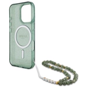 Guess IML Glitter With Pearl Strap MagSafe - dėklas skirtas Apple iPhone 16 Pro Max Green - Image 6