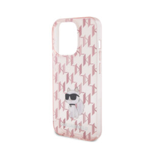 Karl Lagerfeld Monogram Choupette - dėklas skirtas Apple iPhone 15 Pro Pink - Image 6