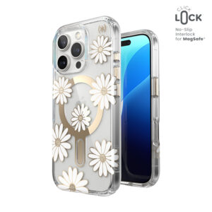 Speck Presidio Lux ClickLock & MagSafe - dėklas skirtas Apple iPhone 16 Pro Sunshine Daisies / Clear / Gold - Image 1