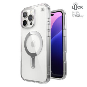 Speck Presidio Perfect-Clear ClickLock & MagSafe - dėklas skirtas Apple iPhone 16 Pro Max Clear / Chrome Finish / Serene Silver - Image 1