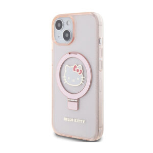 Hello Kitty Ring Stand Glitter Electrop Logo MagSafe - dėklas skirtas Apple iPhone 15 / 14 / 13 pink - Image 2